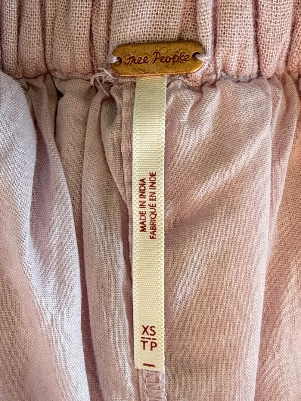 Free People Light Pink Linen-Blend Wide Leg Pants Size XS
